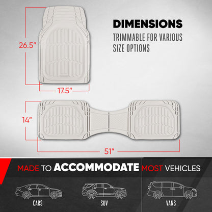 Motor Trend -2 Piece Front Car Floor Mats- Black FlexTough Contour Liners-Deep Dish Heavy Duty Rubber Floor Mats for Car SUV Truck & Van-All Weather Protection, Universal Trim to Fit