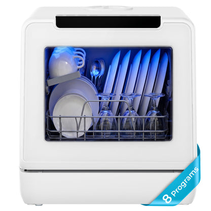 EUHOMY Countertop Dishwasher Portable, 8 Programs with 5L Tank, Black, 40dB