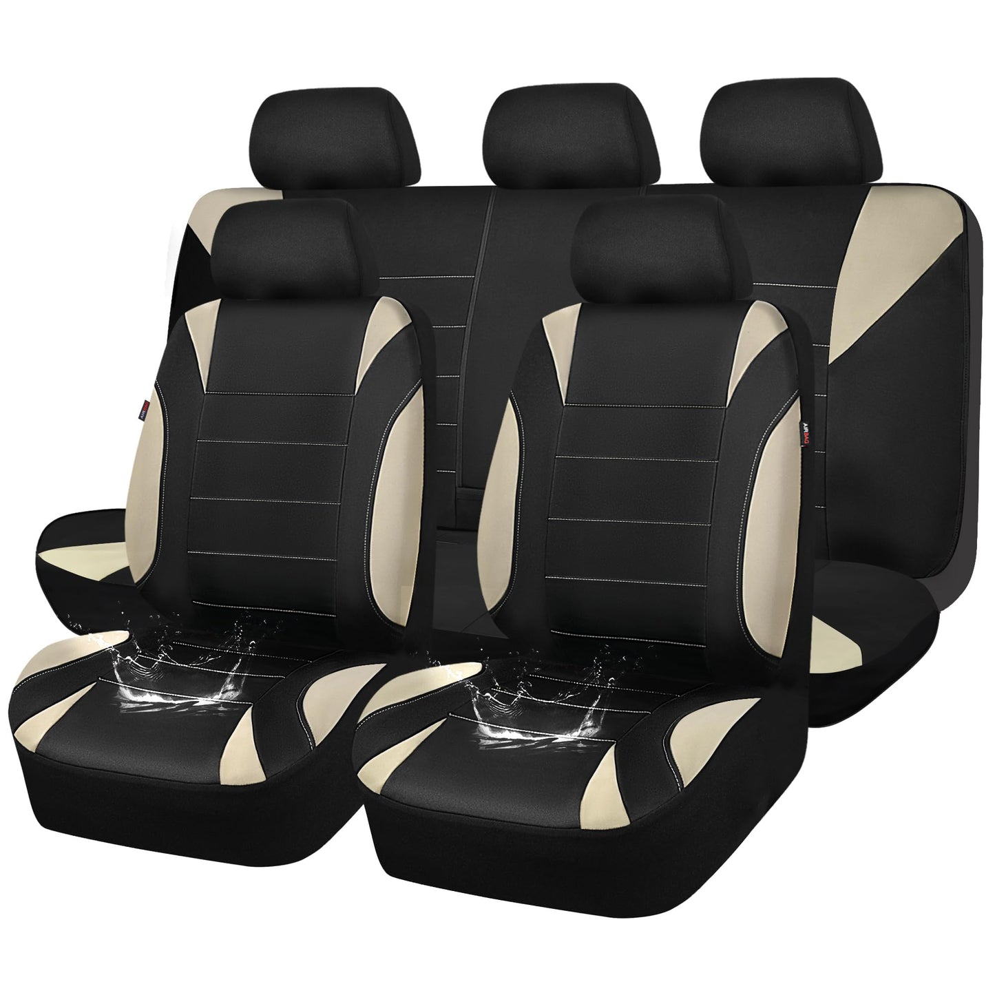 CAR PASS Waterproof Car Seat Covers Front Seats Only with 5mm Composite EVA, Neoprene Car Seat Cover with Separate Headrest Cover, Quick Setup Universal Fit for Car SUV Trucks,Airbag Compatible（Gray
