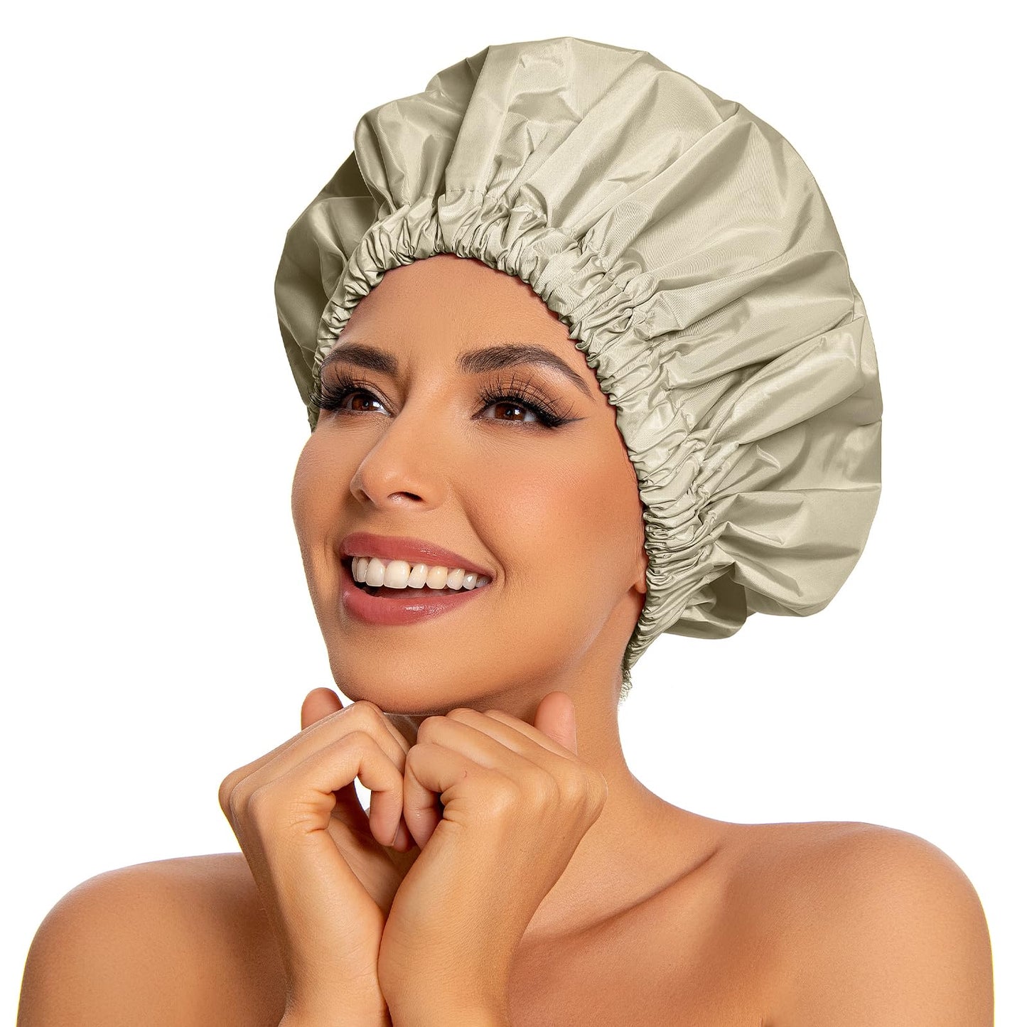 Edoneery Shower Caps for Women Reusable Waterproof, Shower Hair Cap