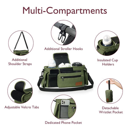 Momcozy Universal Stroller Organizer with Insulated Cup Holder
