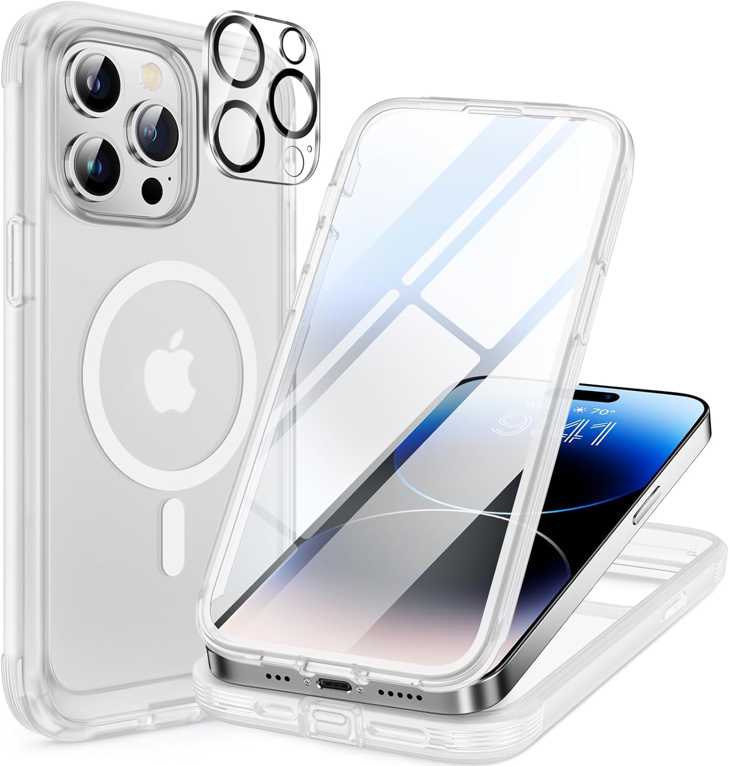 miracase for iPhone 17e Case & iPhone 16e Case, Full-Body Phone with Built-in Glass Screen Protector, [Magnetic with MagSafe] Military Drop Proof 17 E/ 16 E Cover Bumper 6.1 inch, Black