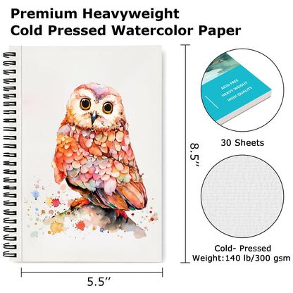 Hapikalor Watercolor Paper Pad, 9"x12" Water Color Paper, 140lb/300gsm Teal