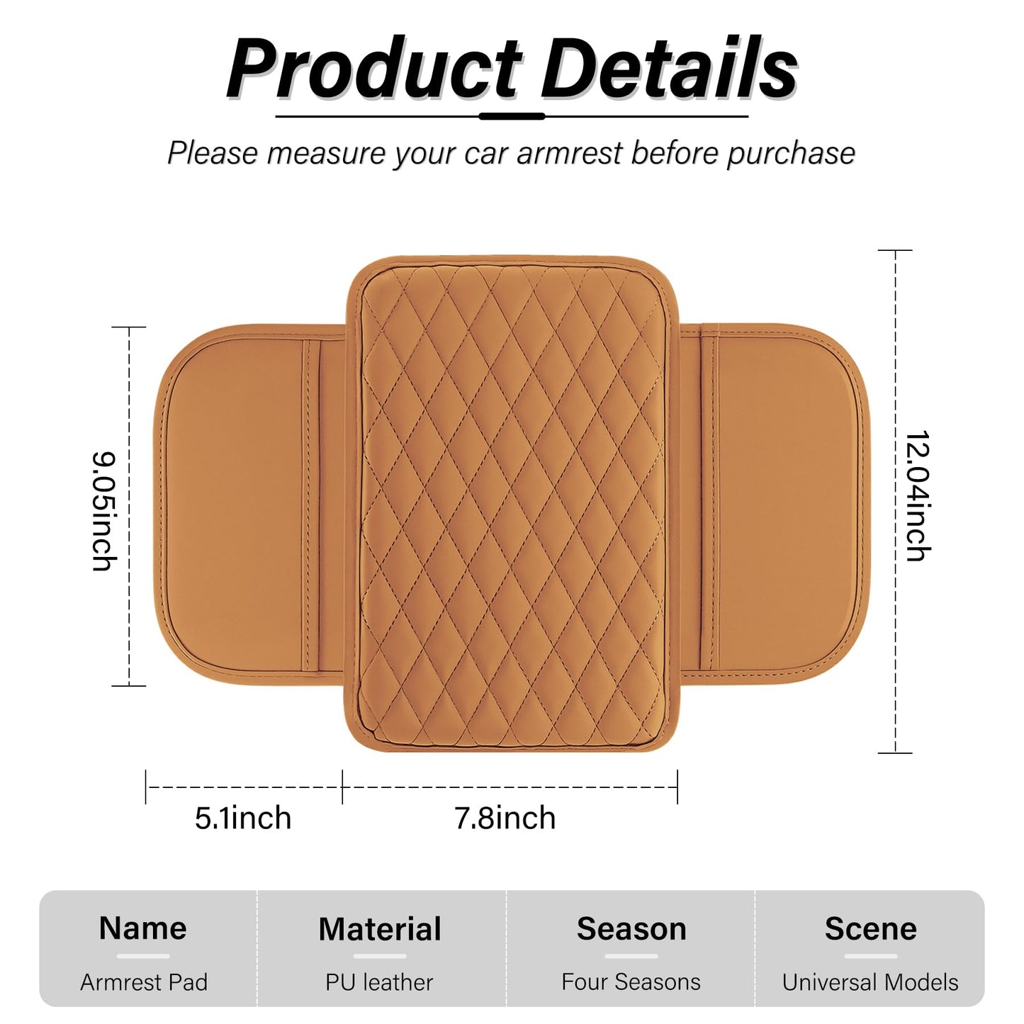 Amiss Car Center Console Cover, Upgraded Leather Car Armrest Cushion with 2 Storage Pockets, Universal Waterproof Cushion Pad, Non-Slip Car Interior Accessories, Fits Most Sedans SUVs Trucks (Black)