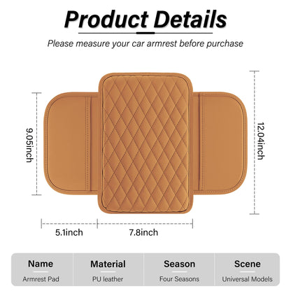 Amiss Car Center Console Cover, Upgraded Leather Car Armrest Cushion with 2 Storage Pockets, Universal Waterproof Cushion Pad, Non-Slip Car Interior Accessories, Fits Most Sedans SUVs Trucks (Black)