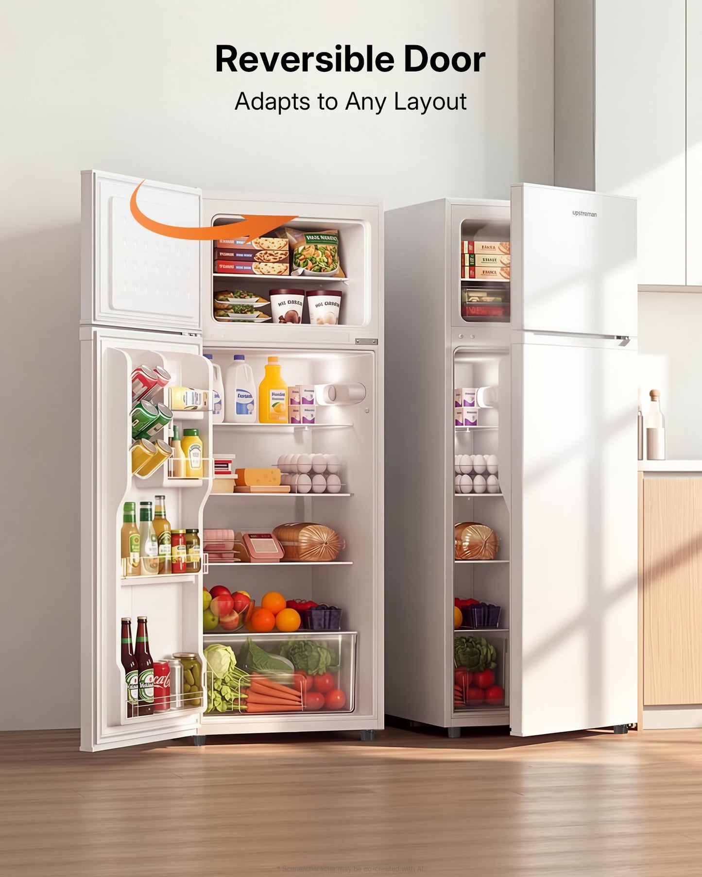 Upstreman 7.7 Cu.Ft. Refrigerator with Freezer Double Door Refrigerator
