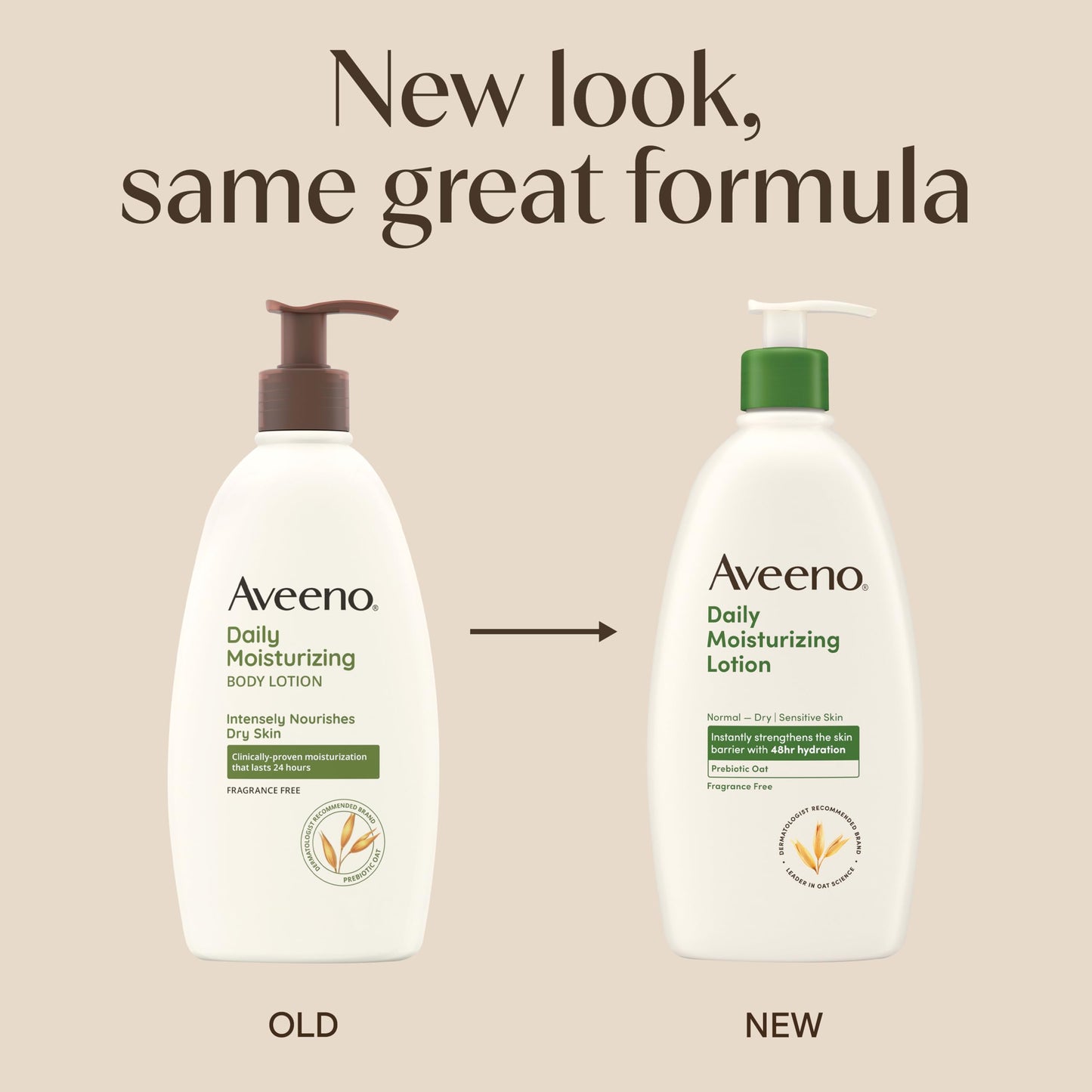 Aveeno Daily Moisturizing Body Lotion for Normal to Dry Skin, Moisturizer with Soothing Prebiotic Oat, Non Greasy, Non Comedogenic, Fragrance Free Body Lotion for Women & Men, 18 Fl Oz
