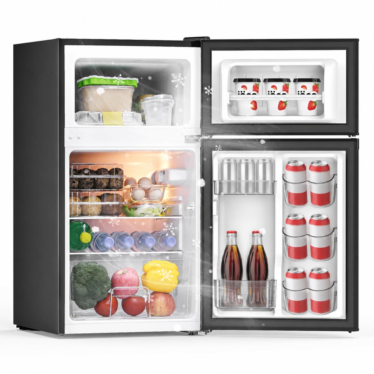 3.2 Cu Ft Mini Fridge with Freezer, Single Door Upright Freezer