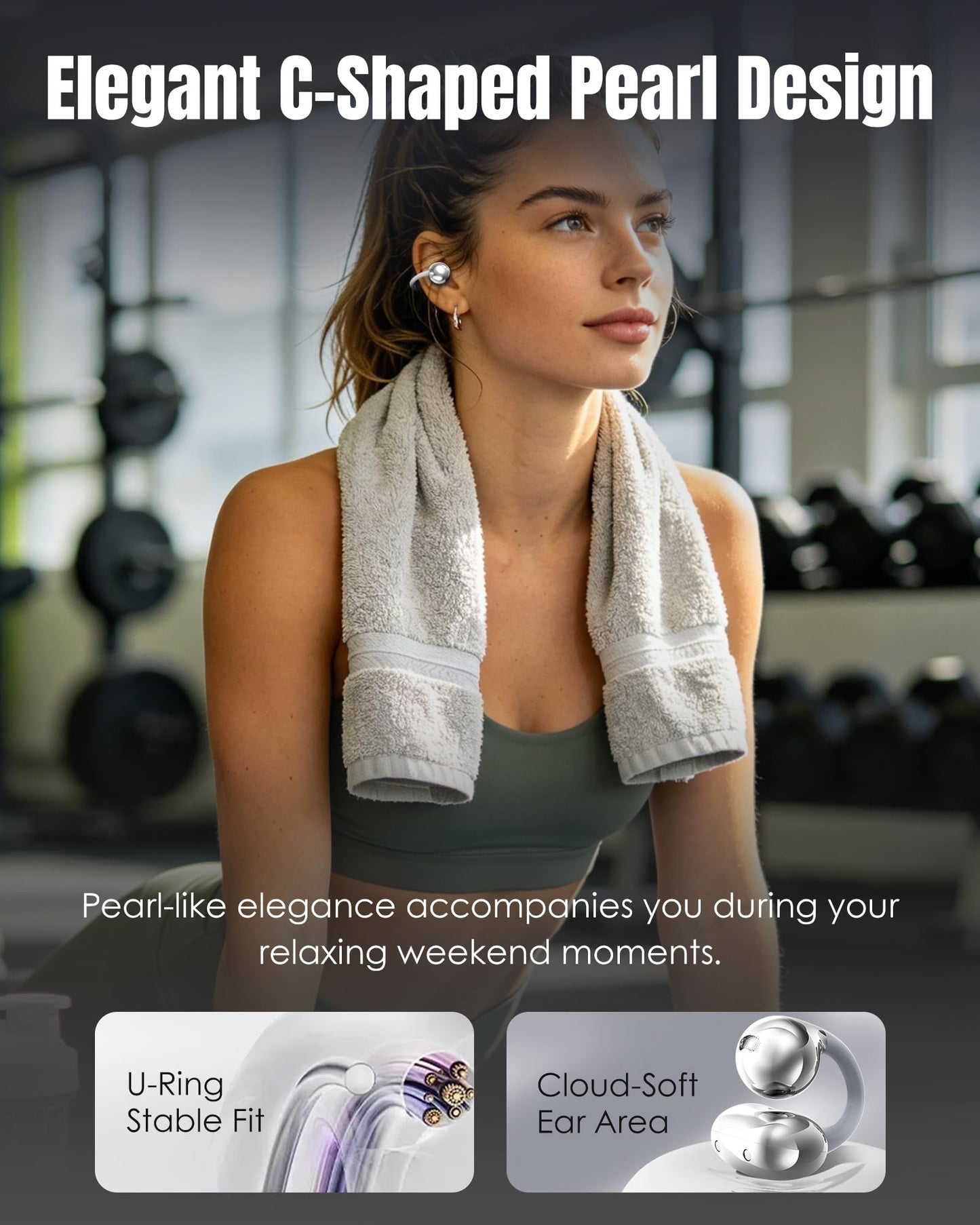King Lucky Clip-On Earbuds Gen 3, Open-Ear Wireless Bluetooth 6.0 Headphones with Mic, Secure Fit for Small Ears & Glasses Wearers, 50H Playtime, ENC, IPX5 Waterproof Sport Ear Buds (Purple)