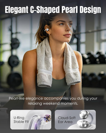 King Lucky Clip-On Earbuds Gen 3, Open-Ear Wireless Bluetooth 6.0 Headphones with Mic, Secure Fit for Small Ears & Glasses Wearers, 50H Playtime, ENC, IPX5 Waterproof Sport Ear Buds (Purple)