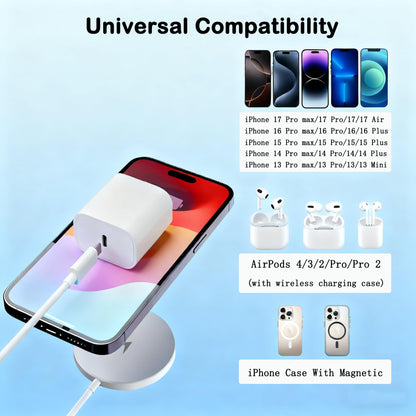 Magnetic Wireless Charger for iPhone,2 Pack Apple Magsafe Charger 10FT Long