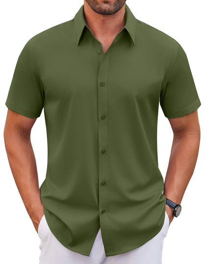COOFANDY Men's Stretch Dress Shirts Short Sleeve Wrinkle Free Casual Button Down Shirts