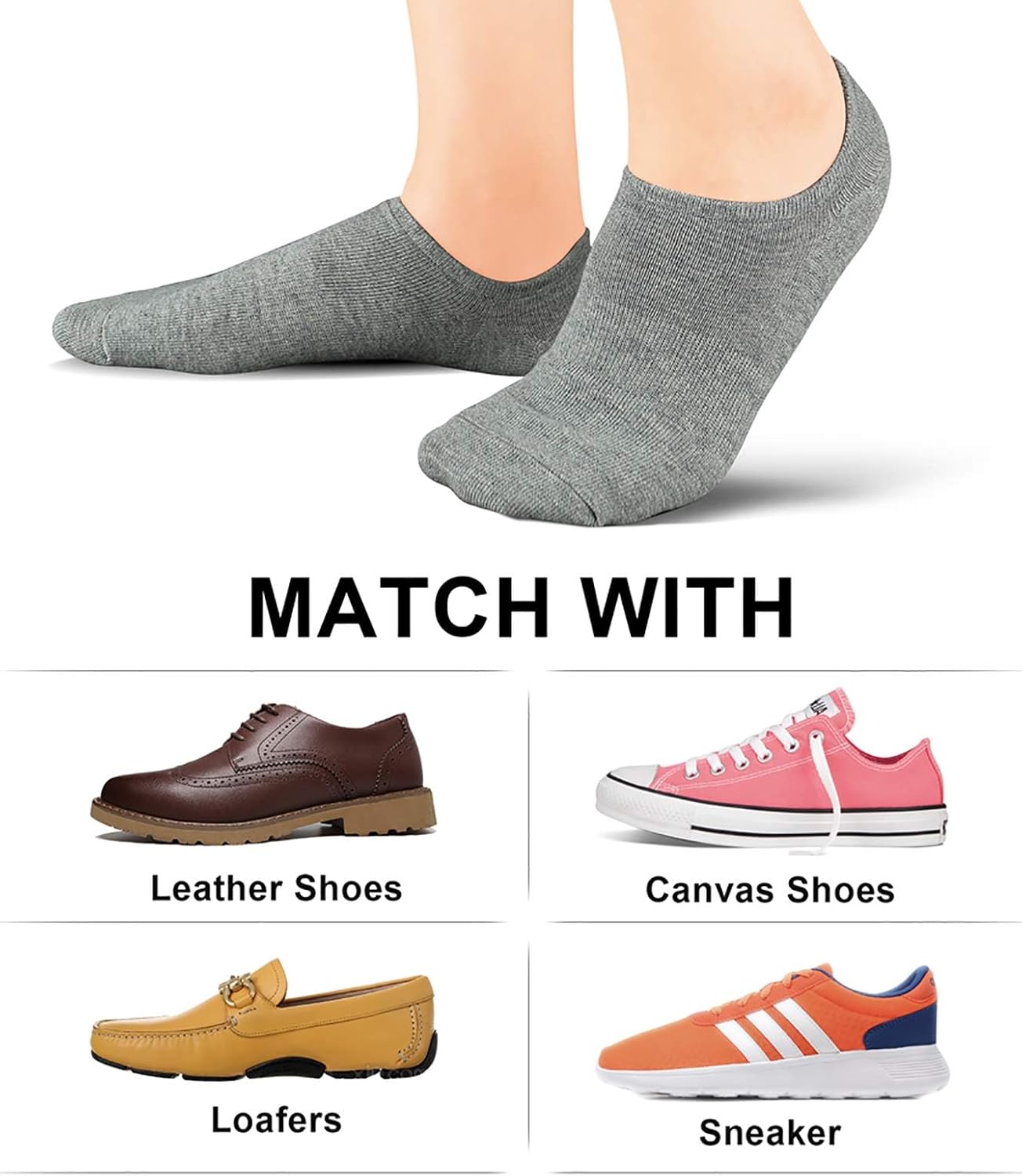 wernies No Show Socks Women Low Cut Ankle Socks Non Slip 4/8 Pairs
