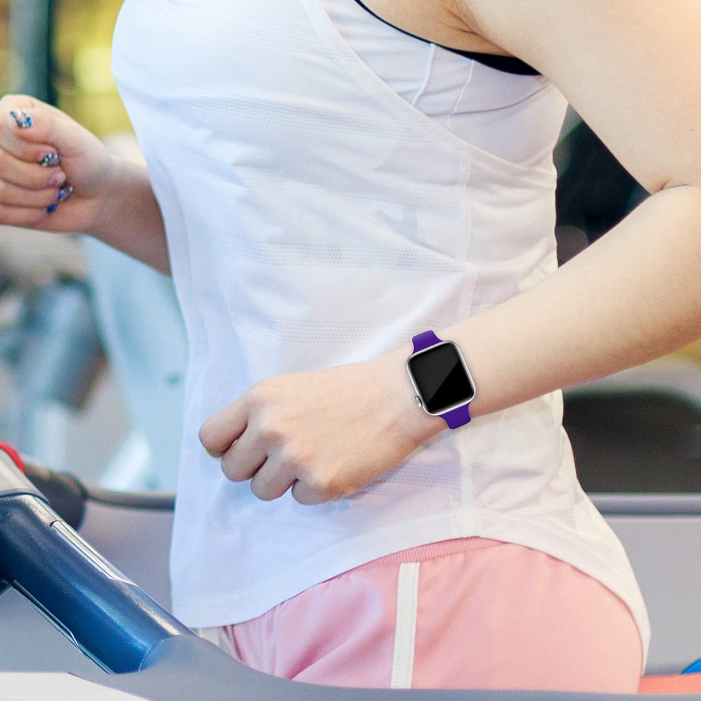 Thin Slim Band Compatible with Apple Watch 38mm 40mm 41mm 42mm 44mm 45mm 46mm 49mm, Replacement Silicone Sport Strap for iWatch Series 11/10/9/8/7/6/5/4/3/2/1 Ultra SE Women Men, Light Blush