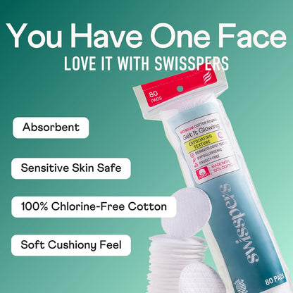 Swisspers Premium Cotton Rounds, Dual-Sided, 100 Count (Pack of 3)