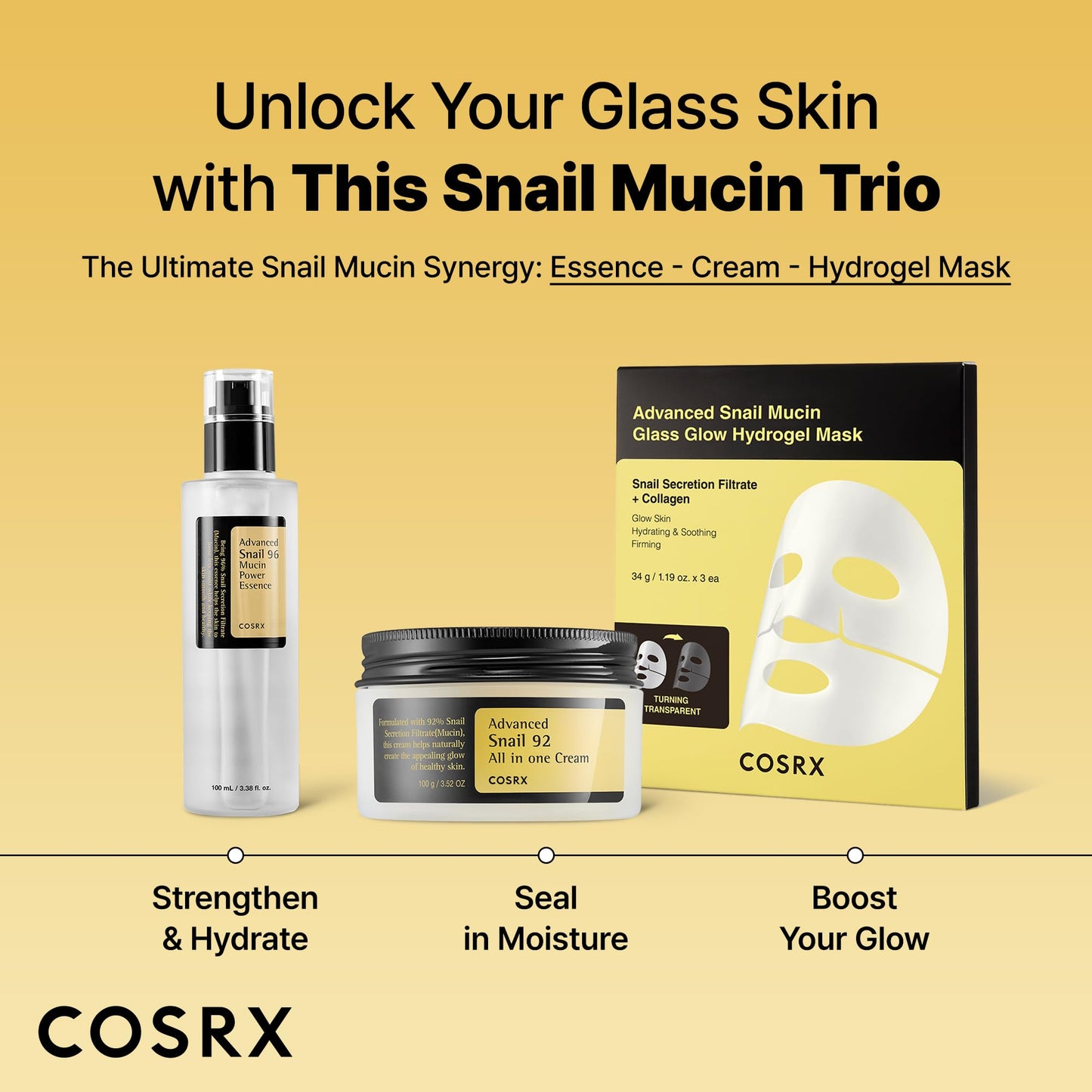 COSRX Snail Mucin 96% Repairing Serum for Sooothing & Hydrating 3.38 oz.
