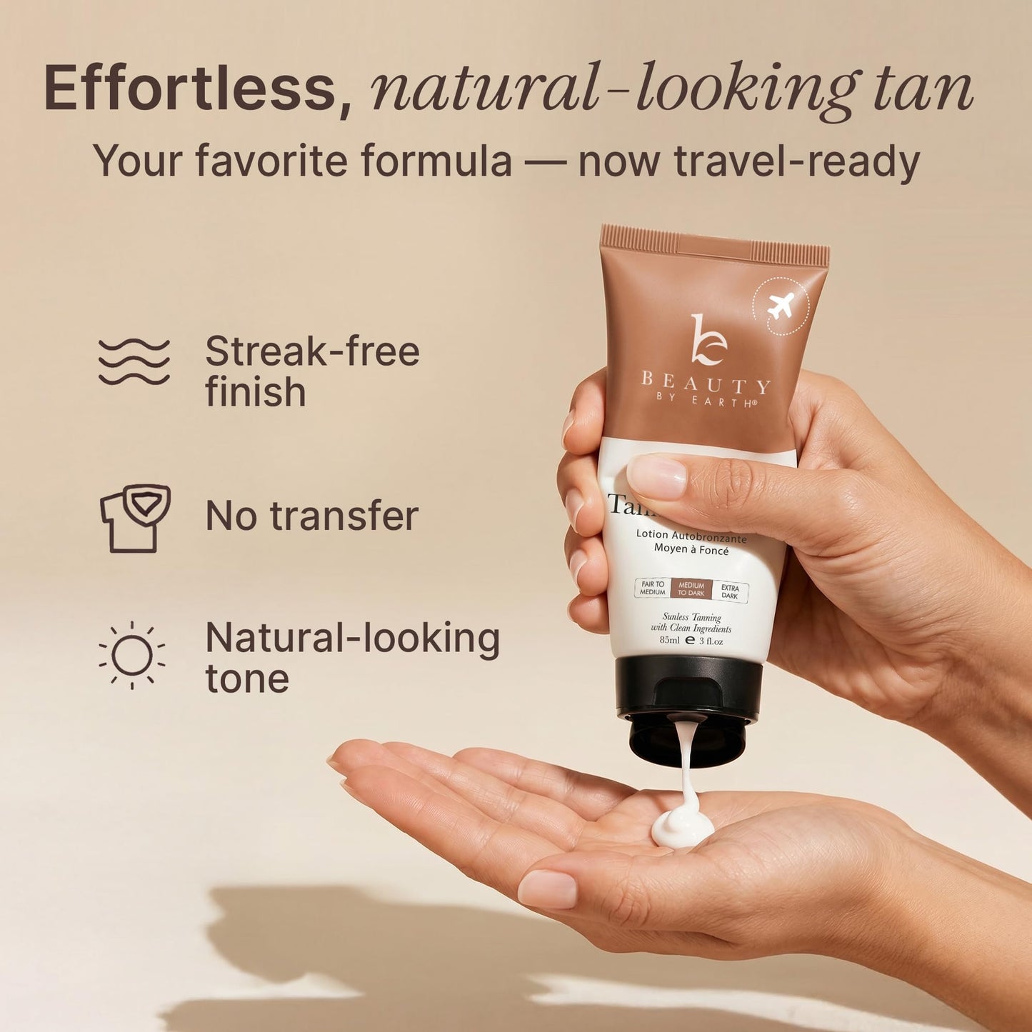 Beauty by Earth Self Tanner - USA Made with Natural & Organic Ingredients