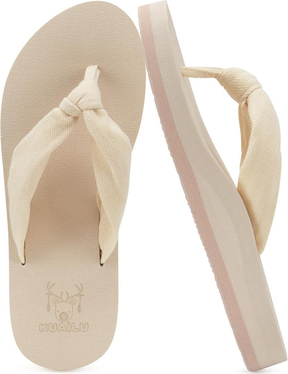 KuaiLu Flip Flops for Women with Arch Support Summer Beach Thong Sandals