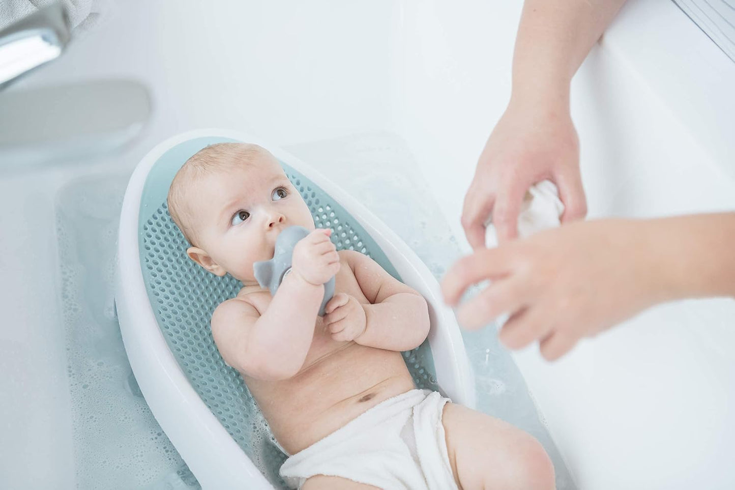 Angelcare Soft-Touch Baby Bath Support & Rinser Bundle, Aqua