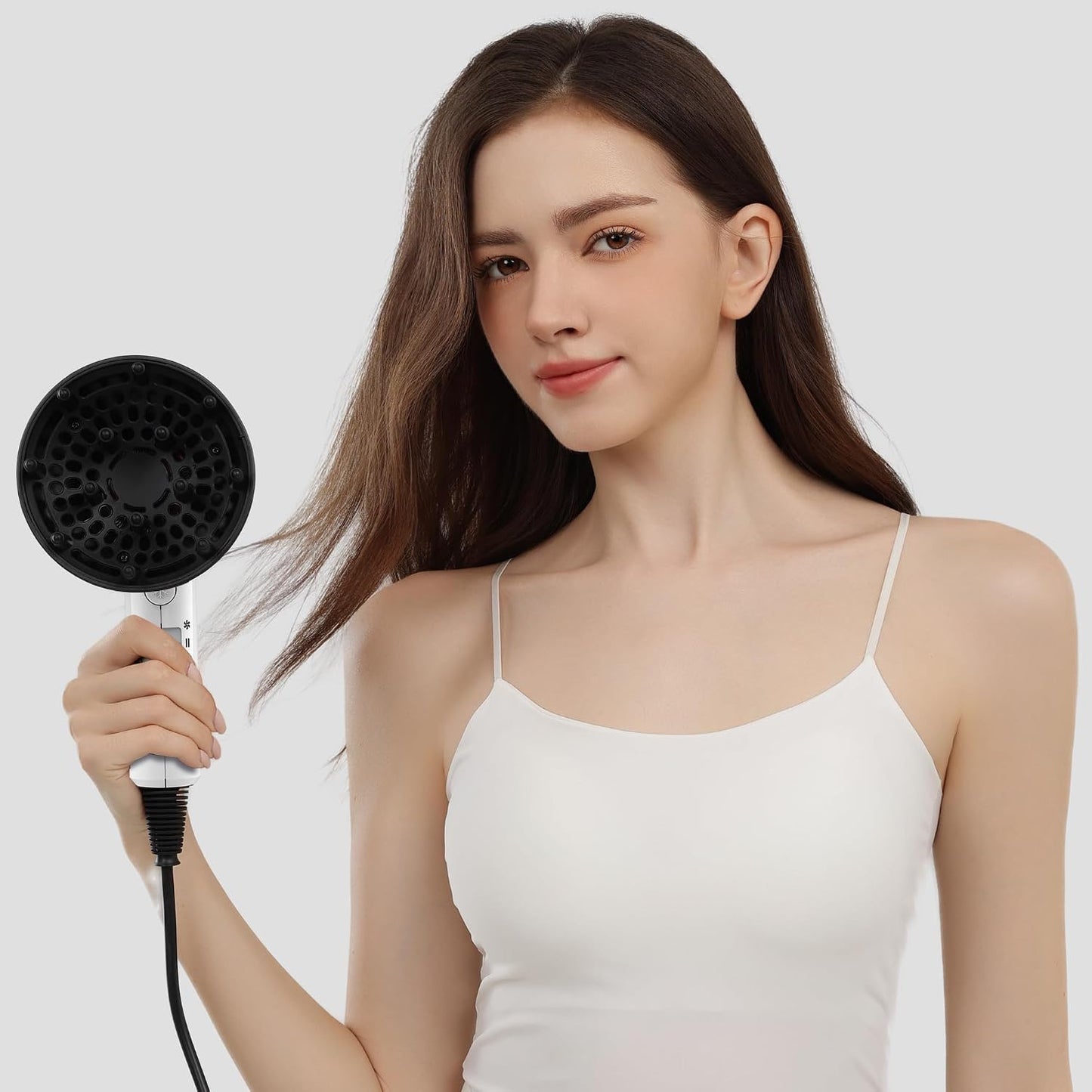 AINA Diffuser Hair Dryer Full-Featured Blow Dryer 110V/1600W(Ash Grey)