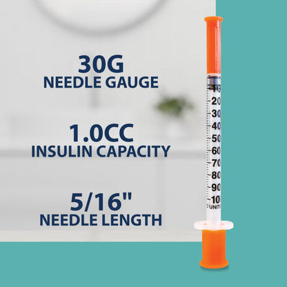 TRUEplus Single-Use Insulin Syringes, 31G, 0.3cc, 5/16 Inch, 100 Count