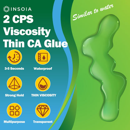 INSOIA Super Medium CA Glue, 20g, Strong Bond, with Precision Tips