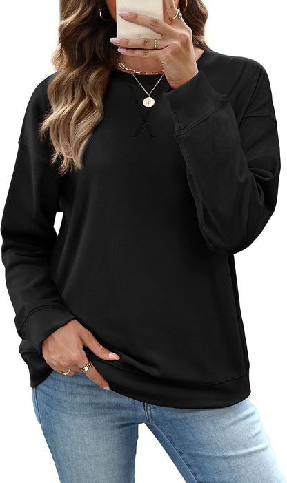 RUMIA Women's Crew Neck Sweatshirt Long Sleeve Tops for Women Fall Clothes