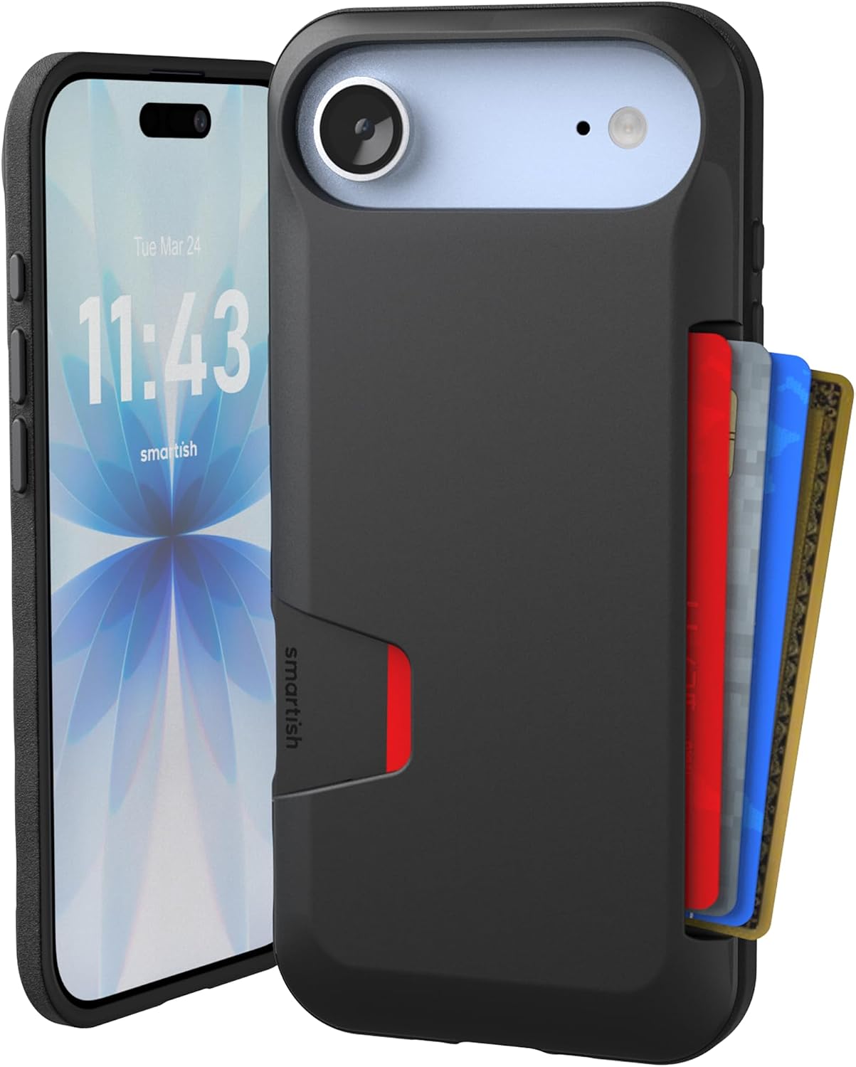 Smartish® iPhone 13 Wallet Case - Wallet Slayer Vol. 1 [Slim + Protective] Credit Card Holder - Drop Tested Hidden Credit Card Slot Cover for Apple iPhone 13 - Black Tie Affair