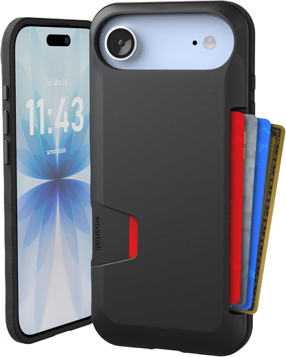 Smartish® iPhone 13 Wallet Case - Wallet Slayer Vol. 1 [Slim + Protective] Credit Card Holder - Drop Tested Hidden Credit Card Slot Cover for Apple iPhone 13 - Black Tie Affair