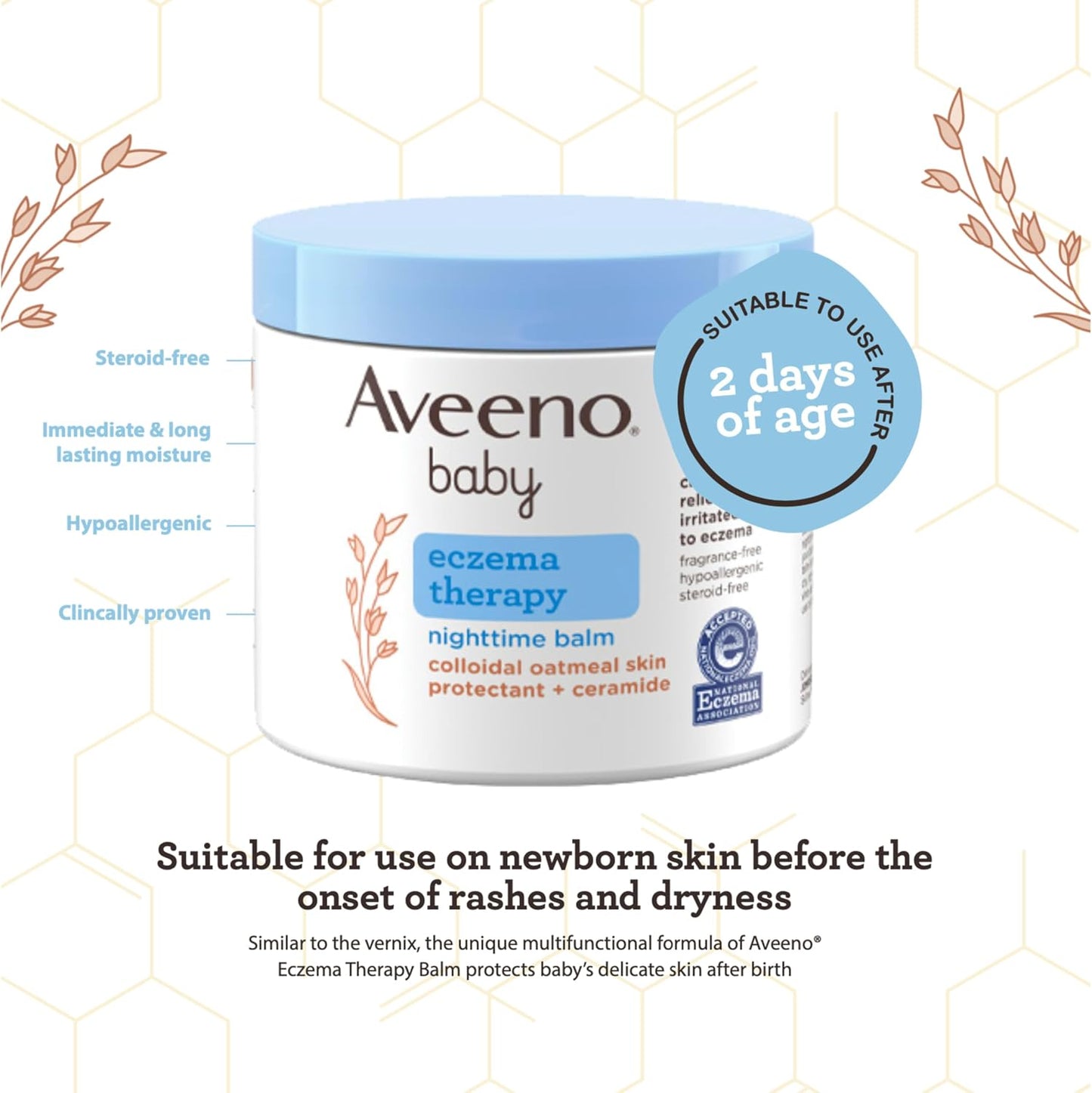 Aveeno Baby Eczema Therapy Nighttime Body Balm, Hypoallergenic, 11 oz