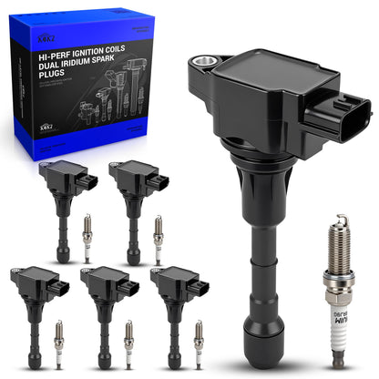 UF667 Ignition Coil & ILZFR6D11 Double Iridium Spark Plug for BMW 2.5-6.0L
