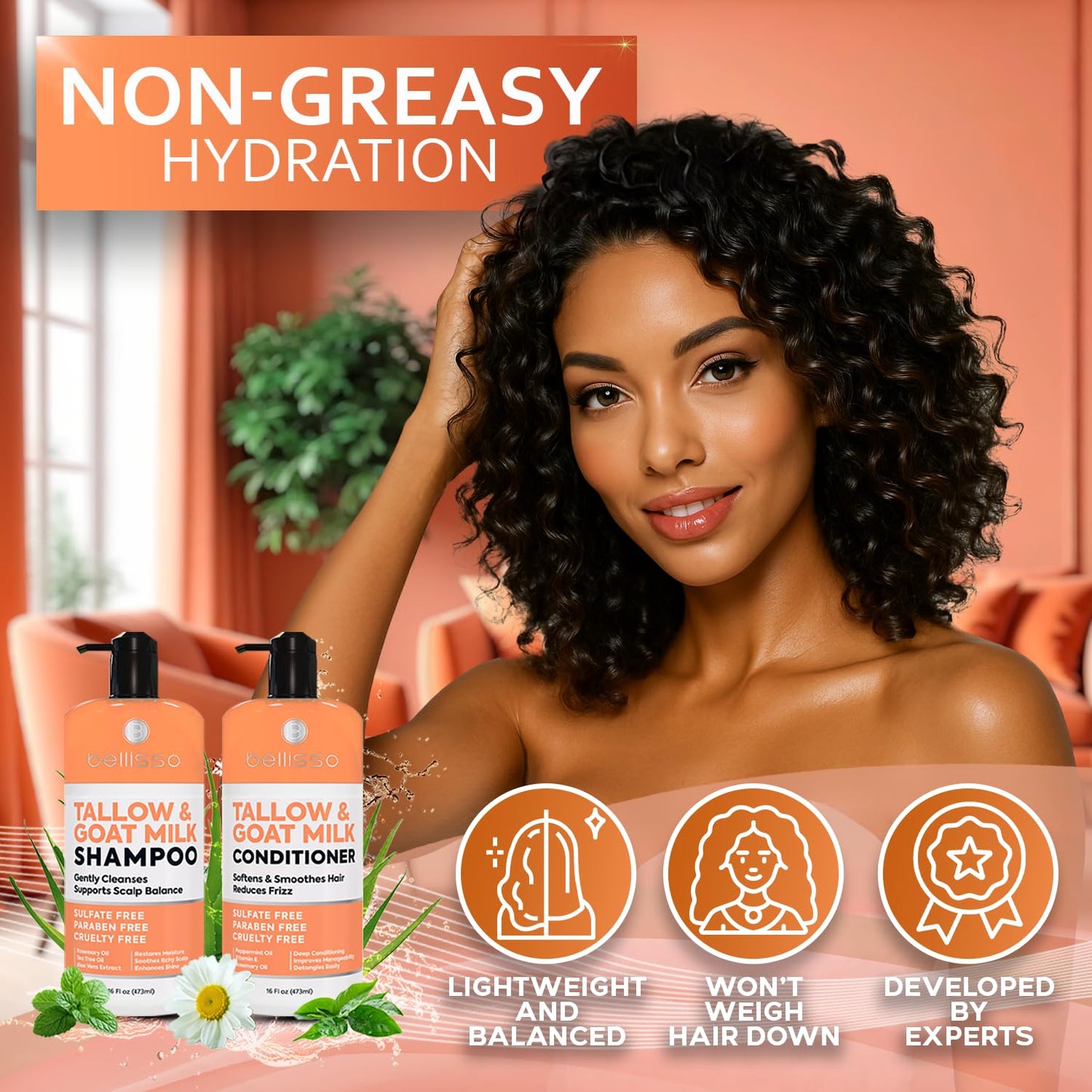 Caffeine Shampoo and Conditioner Set - Volumizing Products for Women and Men - Thickening, Volume Boosting Formula for Thinning and Fine Hair - Sulfate Free, No Parabens - Hydrating, Salon Grade