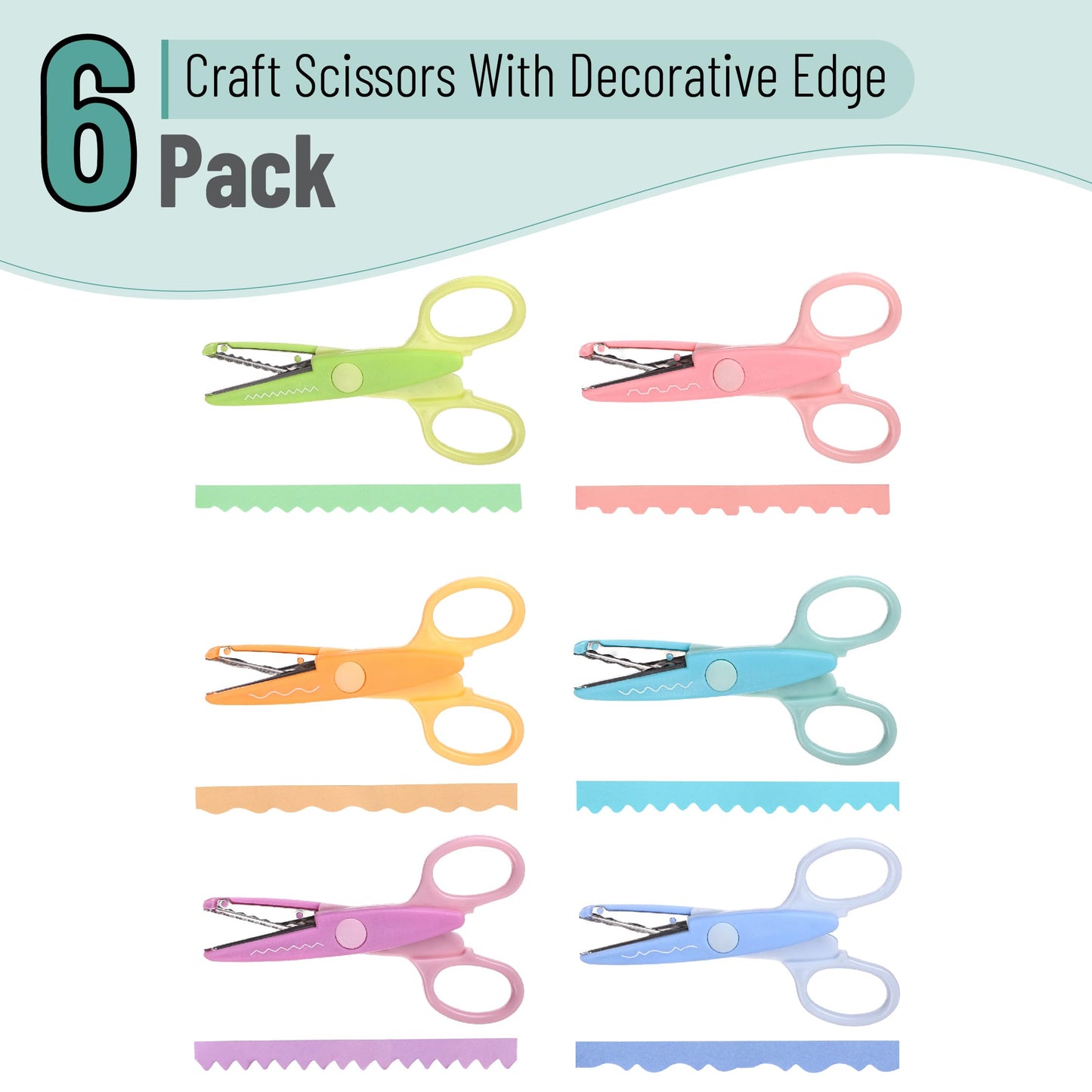 Mr. Pen- Craft Scissors Decorative Edge, 6 Pack, Bright Zig Zag Scissors
