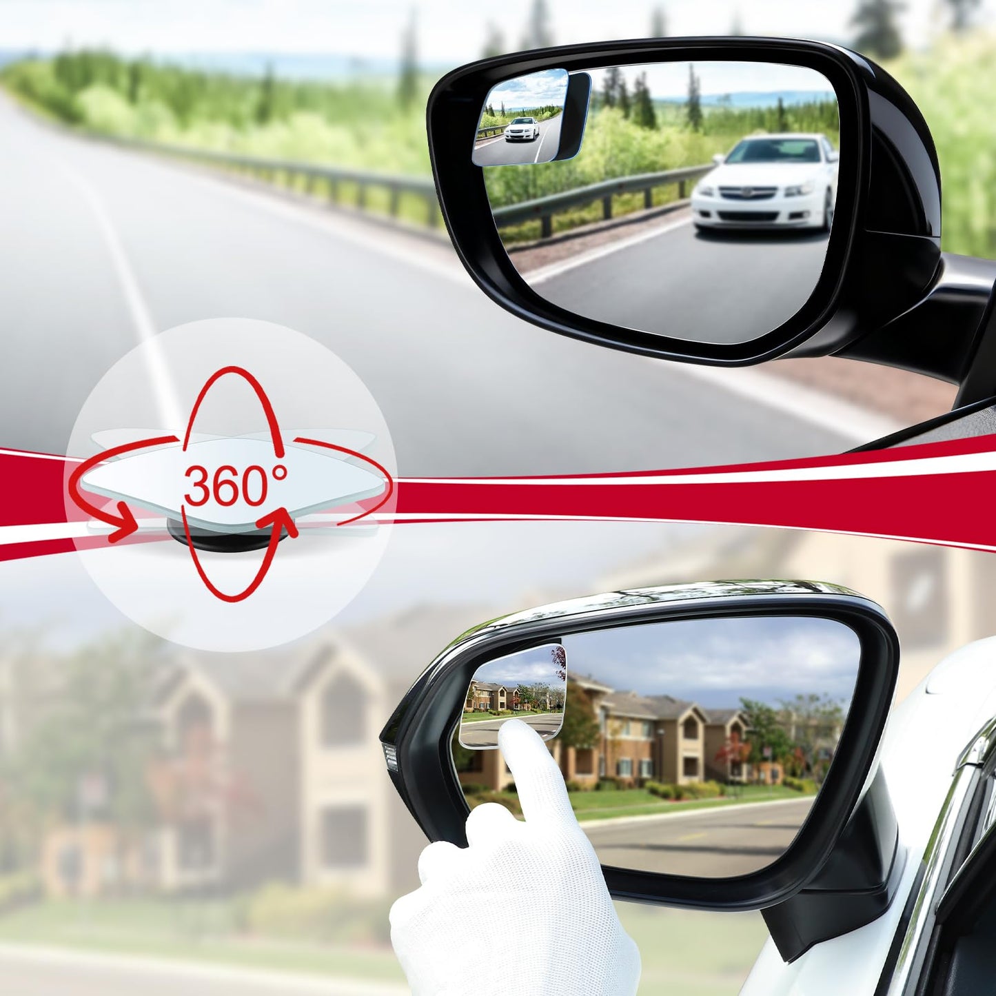LivTee Blind Spot Mirror, 2" Round HD Glass Frameless Convex Rear View Mirrors Exterior Accessories with Wide Angle Adjustable Stick for Car SUV and Trucks, Pack of 2