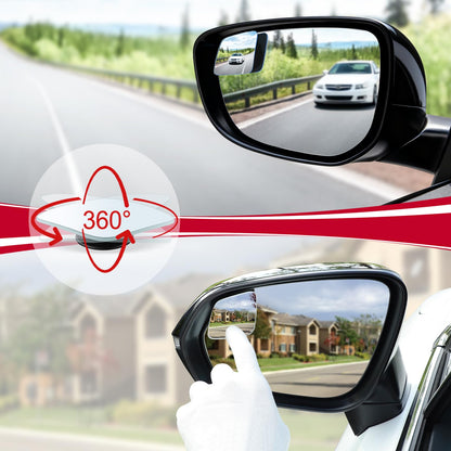 LivTee Blind Spot Mirror, 2" Round HD Glass Frameless Convex Rear View Mirrors Exterior Accessories with Wide Angle Adjustable Stick for Car SUV and Trucks, Pack of 2
