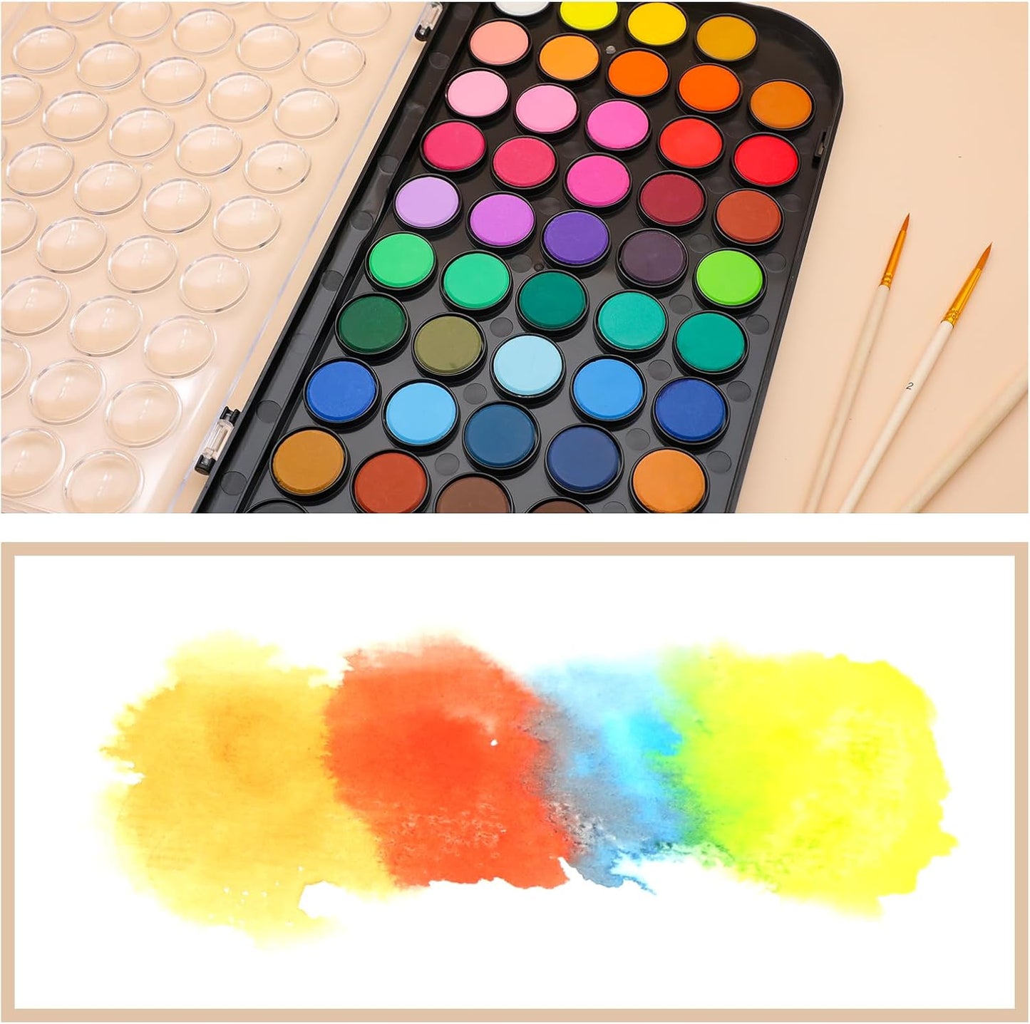 Artecho 48 Colors Watercolor Paint Set, 3 Brushes