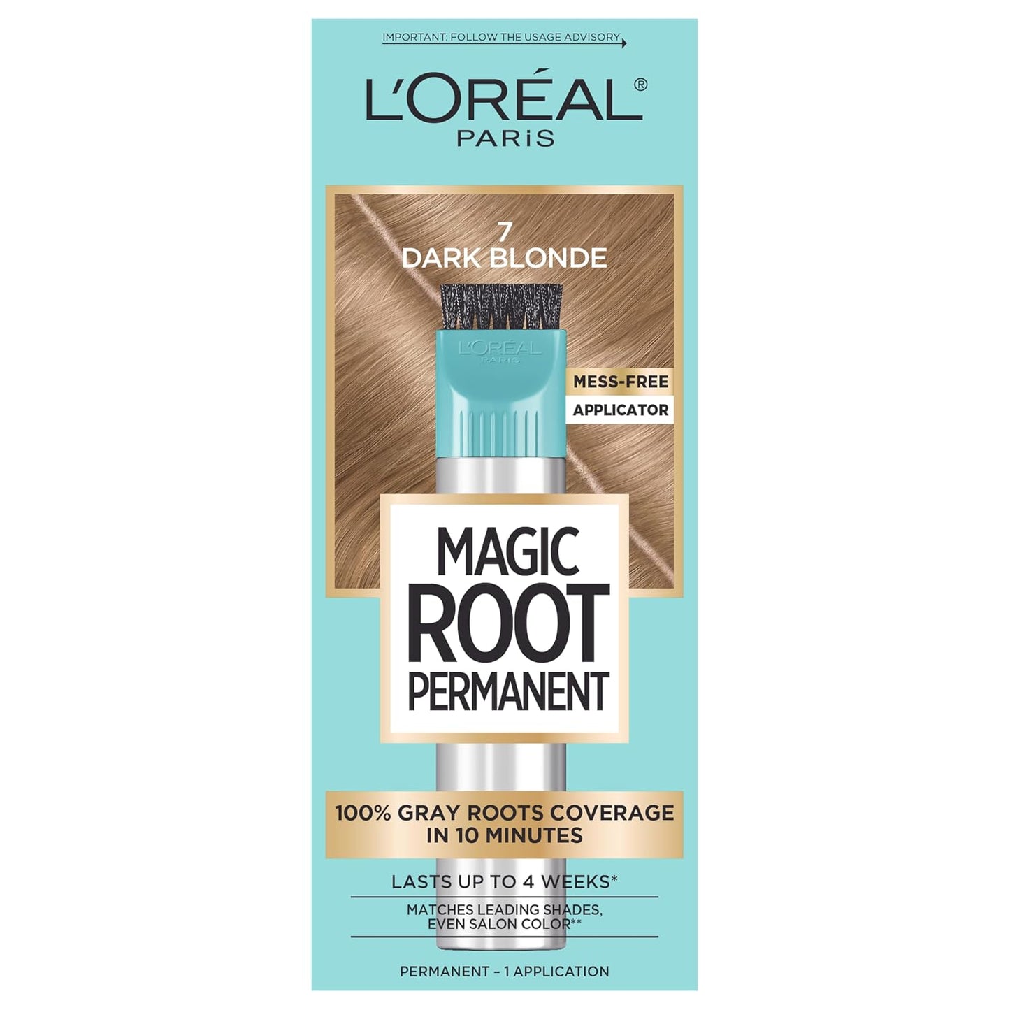 L'Oreal Paris Magic Root Permanent Hair Color Kit, 100% Gray Hair Coverage In Just 10 Minutes, Precision Brush Applicator for Seamless Application, 4 Dark Brown (2 Count)
