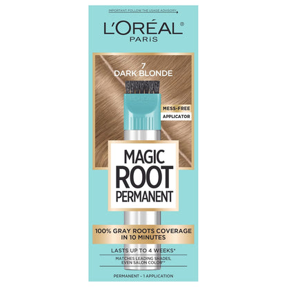 L'Oreal Paris Magic Root Permanent Hair Color Kit, 100% Gray Hair Coverage In Just 10 Minutes, Precision Brush Applicator for Seamless Application, 4 Dark Brown (2 Count)