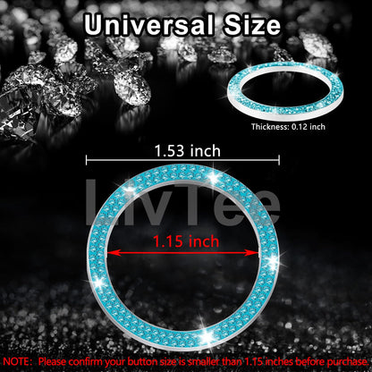 LivTee 2 PCS Crystal Double Rhinestone Car Engine Start Stop Decoration Ring, Bling Car Interior Accessories for Women, Push to Start Button Cover Sticker, Automotive Decals, Light Green