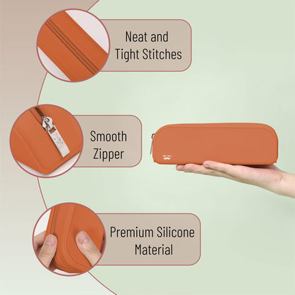 Mr. Pen- Silicone Pencil Case, Aesthetic Pencil Bag for Women, Makeup Pouch