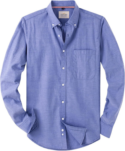 Alimens & Gentle Mens Solid Oxford Shirt Long Sleeve Dress Shirt Work Casual Button Down Shirts with Pocket
