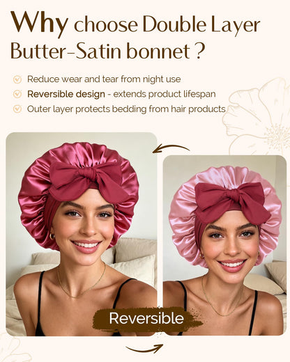 YANIBEST Adjustable Silk Bonnet for Sleeping Women Double Layer Satin Bonnet Reduce Friction Prevent Frizz Curly Hair