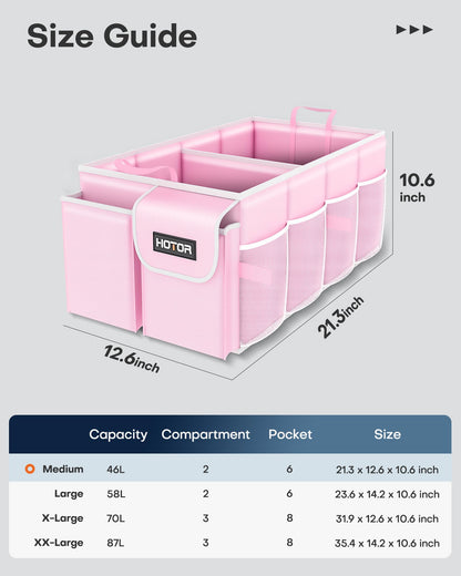 HOTOR Trunk Organizer - Foldable Car Organizer for SUVs & Sedans Storage
