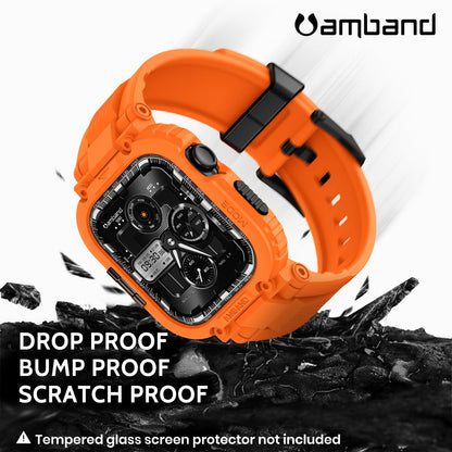 amBand Bands Compatible with Apple Watch 9/8/7/6/5/4 & SE 3/2/1 45mm/44mm Case for Men, M1 Sport Series Rugged Case Protective Cover for iWatch SE3/SE2/6/SE/5/4 44/45 mm Men Black