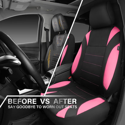 CAR PASS Waterproof Car Seat Covers Front Seats Only with 5mm Composite EVA, Neoprene Car Seat Cover with Separate Headrest Cover, Quick Setup Universal Fit for Car SUV Trucks,Airbag Compatible（Gray