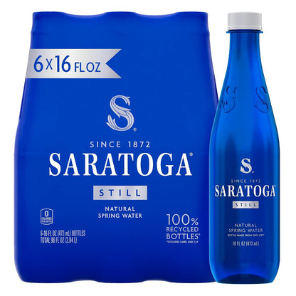 Saratoga Sparkling Water Bottles, 24-Pack – Carbonated Spring Bottled Water – Recycled PET Plastic Bottles – 16 Fl Oz