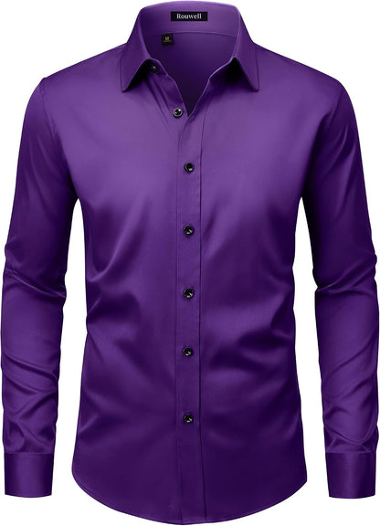 Men’s Wrinkle Free Dress Shirts Regular Fit Long Sleeve Non Iron Business Casual Wedding Stretch Button Down Shirt