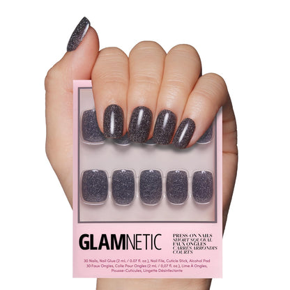Glamnetic Press On Nails - Short Almond, Glossy Fake Nails 24 Pc Full Kit