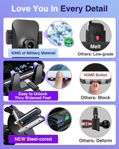 VANMASS【85+LBS Strongest Suction & Military-Grade Ultimate Car Phone Mount