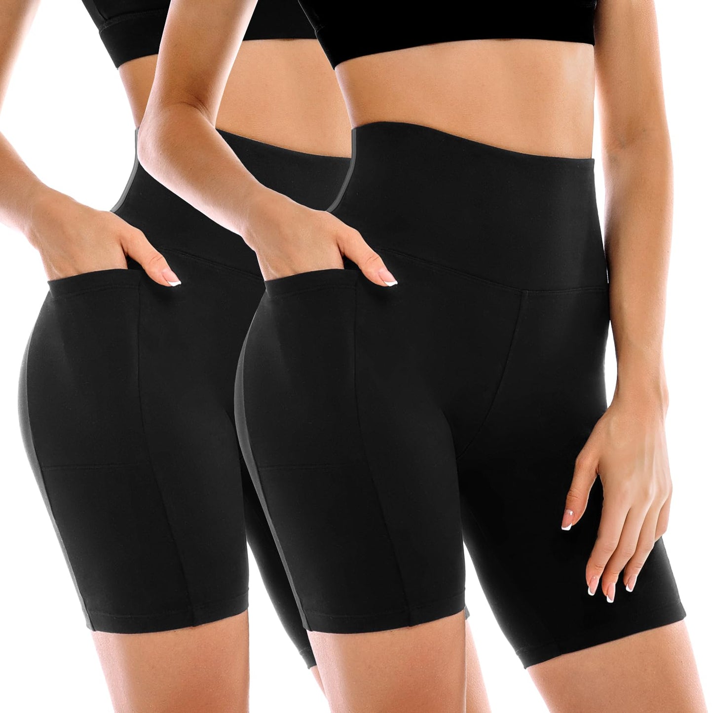 Leafigure 2 Pack Womens Biker Shorts with Pockets 6"